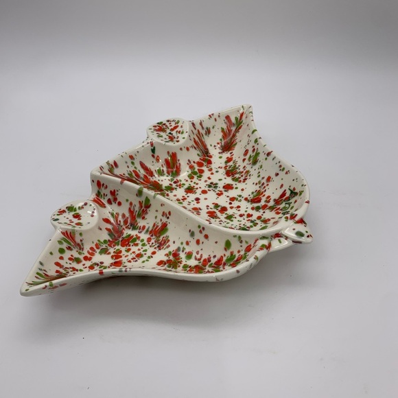 Vintage Spatter White Handmade Ceramic Christmas Bells Candy Nut Or Trinket Dish - Picture 4 of 14